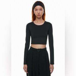 Babaton Aritzia Black Contour Crew Cropped Long Sleeve Size 2XL